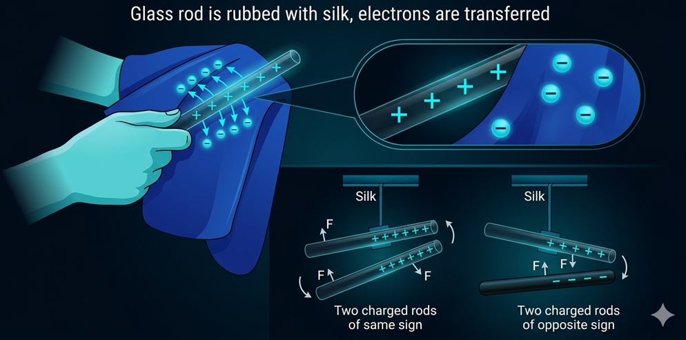 Electrostatic Interactions with Glass and Silk Rods